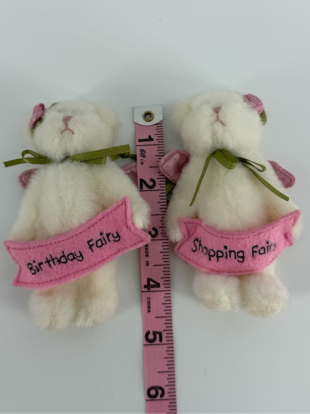 Boyds Bears White Plush Fairy Bunnie Ornaments - Birthday Fairy & Shopping Fairy - Picture 7 of 7